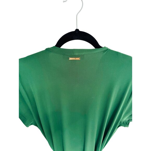 Michael Kors 10 Green Pleated V-Neck Wrap Maxi Dress - Picture 14 of 16